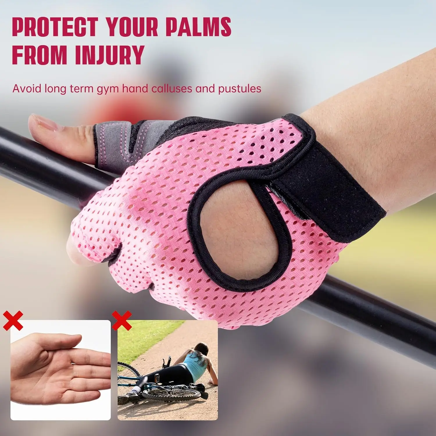 

Breathable Cycling Workout Gloves for Women, Weight Lifting Gloves for Gym, Exercise, Training, Excellent Grip Cushion Pads