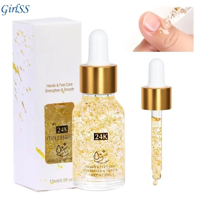 Oil 24K Flakes Cuticle Repair Oil Liquid Nourishment for Dry Brittle Nails T4MB