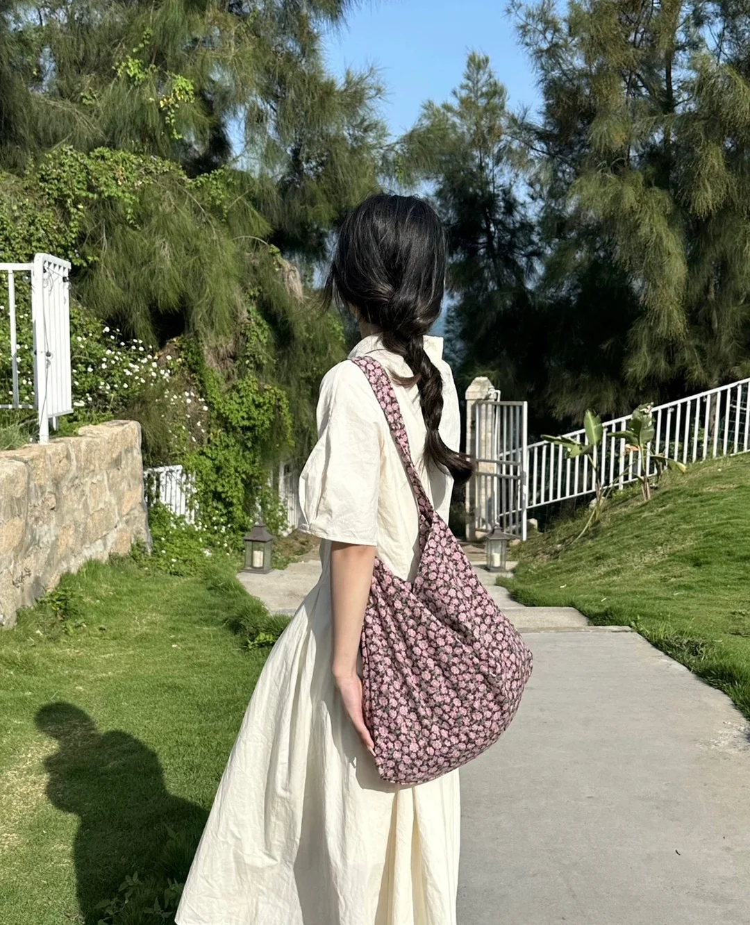 Trendy Fresh Floral Canvas Bag Leopard Print Corduroy Shoulder Bag Versatile Shopping Bag Bag for Women Shoulder Bag Women