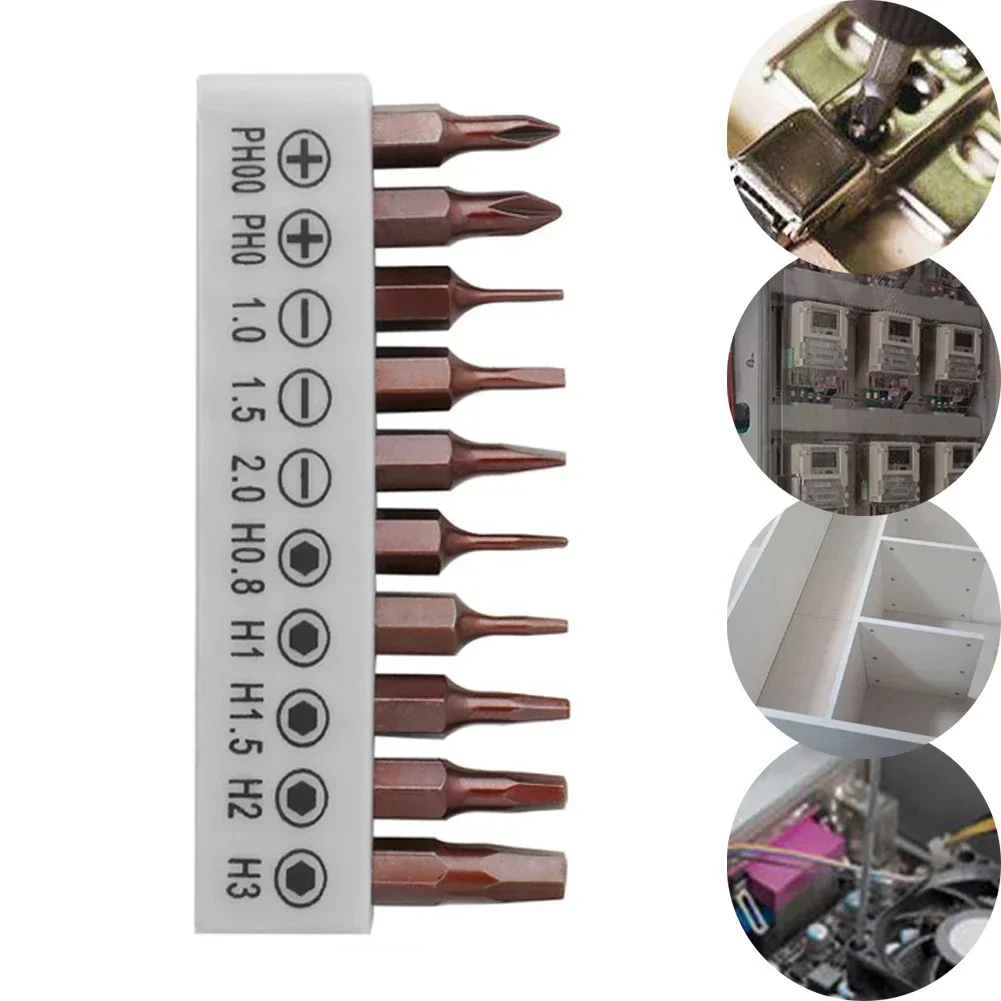 10pcs 4mm Hex Shank Screwdriver Bit Set Hexagon Slotted Cross Screwdriver For Repairing Small Toys Appliances Hand Tools