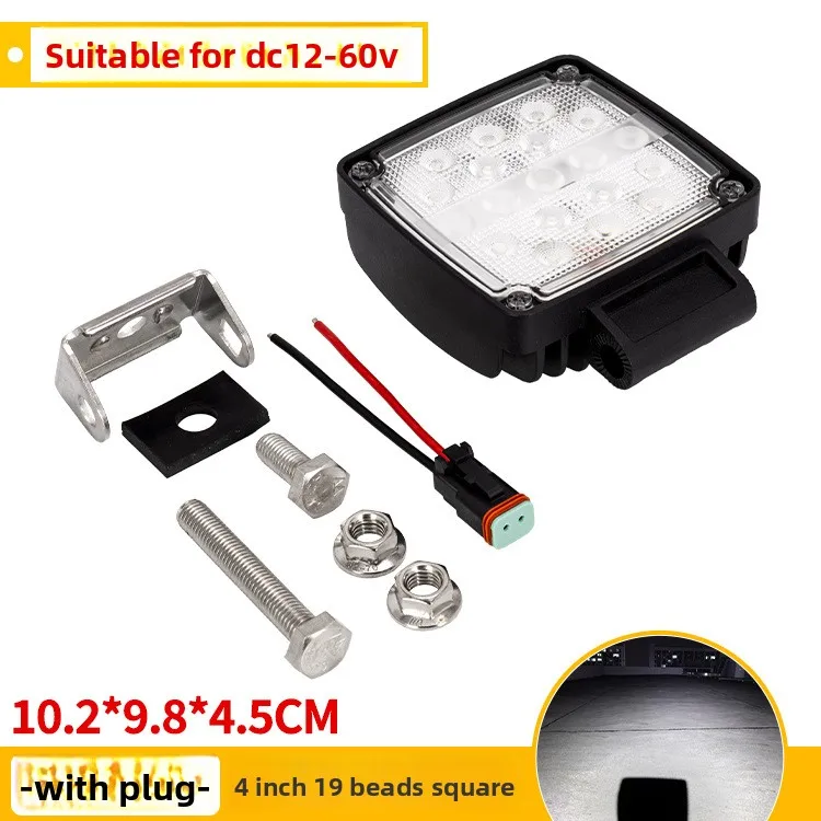 The latest LED work light 4 inch 19 bead excavator seismic arm light with plug 12-60V forklift headlight view 6