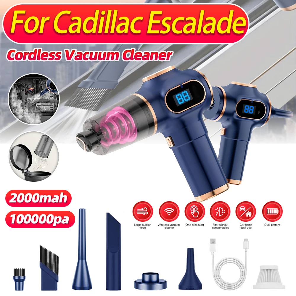 100000Pa Wireless Car Vacuum Cleaner 2000mAh Portable Cleaning Appliance Mini Wet and Dry Vacuum Cleaner For Cadillac Escalade