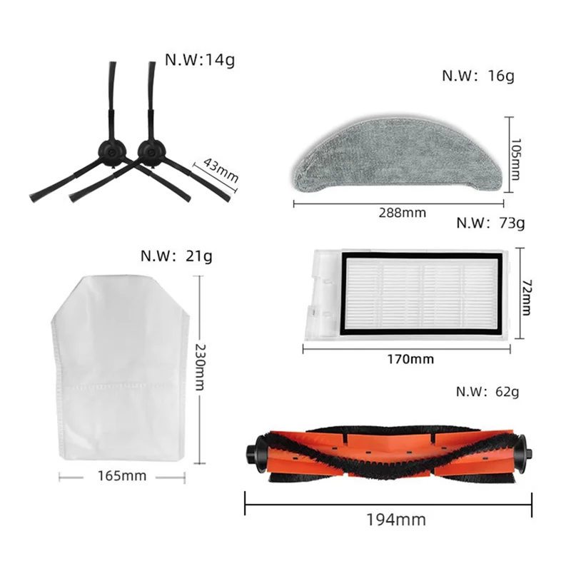 ABLL-11PCS комплект сменных аксессуаров для Roidmi Eve Plus SDJ01RM робот-пылесос основная боковая щетка HEPA-фильтр ткань для швабры