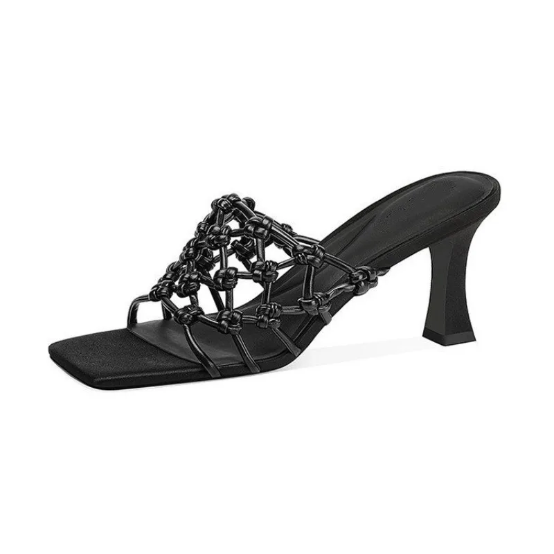 

Transparent Rhinestone Flip-flops 2026 Summer New Women's Crystal Heel Open-toe Sandals and Slippers Stiletto Heels