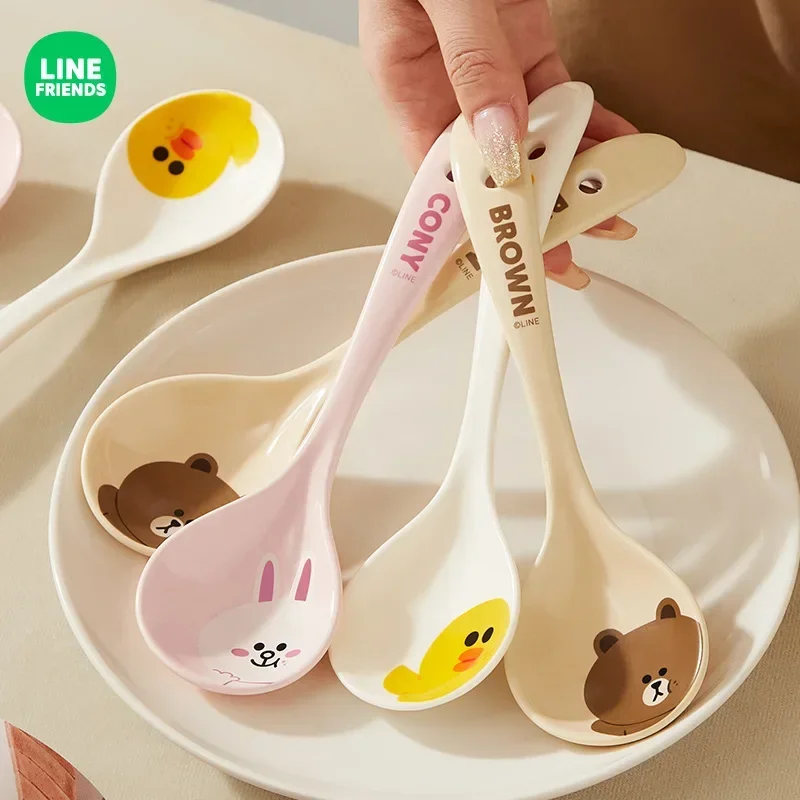 Line Friends Ceramic Spoons Household Small Soup Long-handled High-value Drinking Soups  Soups Scooping Porridge Spoons