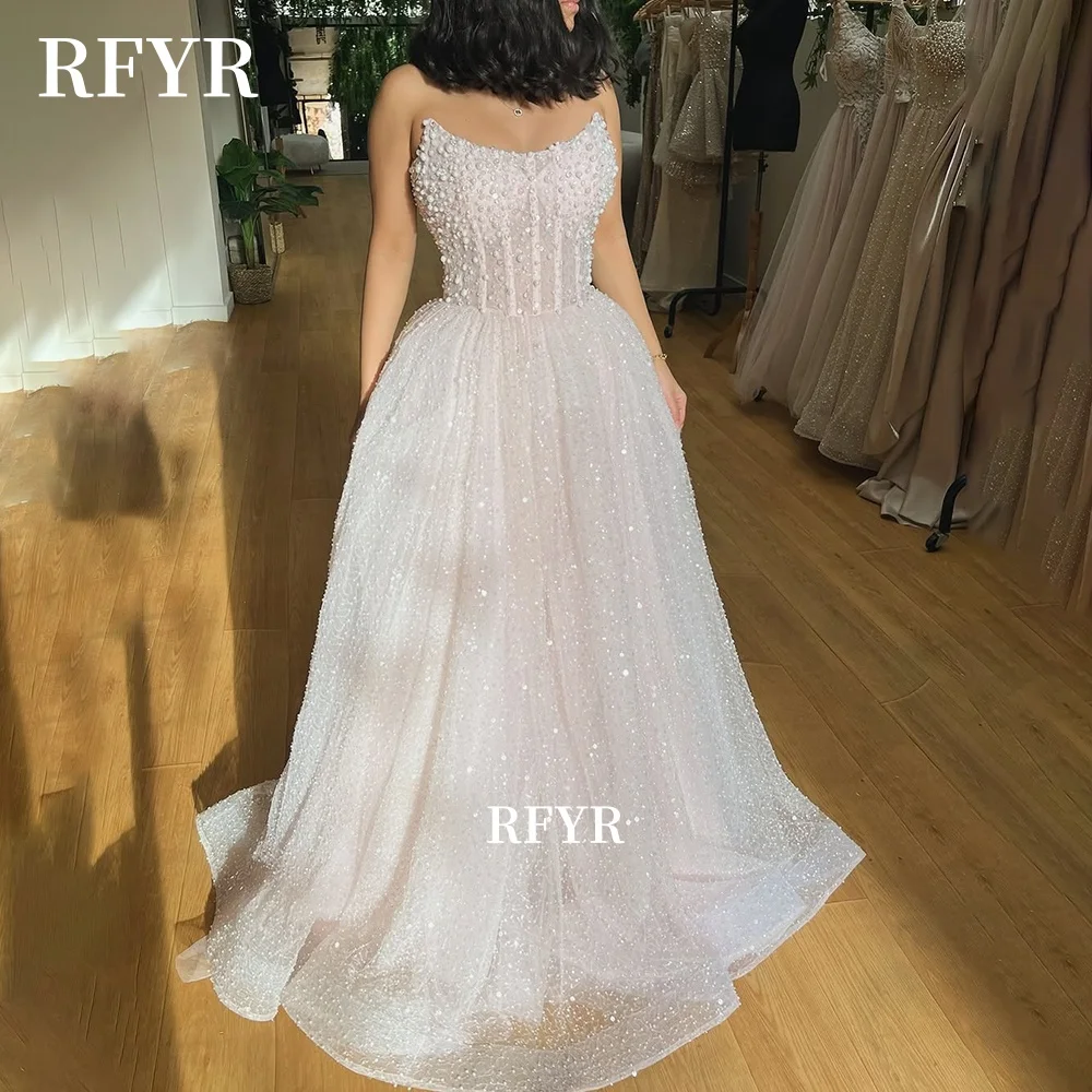 

RFYR Beading Party Dress Fish Boned Prom Gowns for Women Princess Gowns with Glitters Evening Dresses for Women Customized