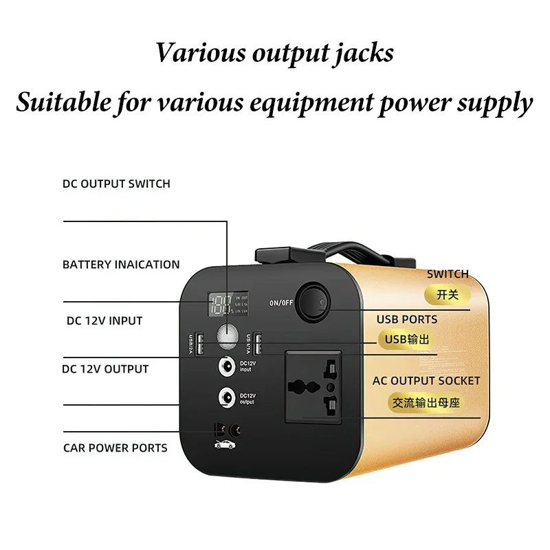 Portable Power Station 220V Energy Storage Power Bank 200W Car Charger Supply Starting Power RV Camping Camping Powerful Battery