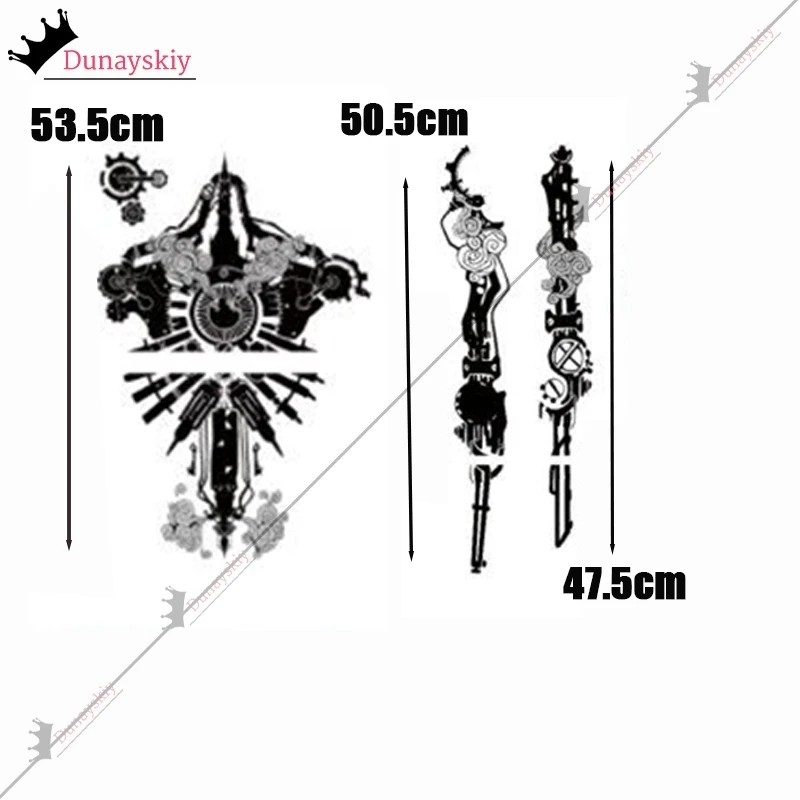 Game LoL Arcane 2 Vi Cosplay Costume Dorsal Tattoo Sticker 47-53CM Waterproof Tatoos  Arcane VI Role-playing Decals Accessory image 2