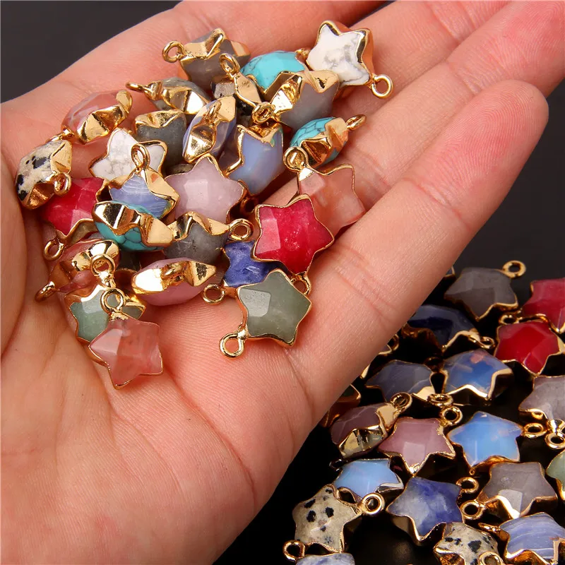 5Pcs Mixed Natuursteen Hanger Charms Willekeurige Gem Quartz Jaspers Maken Sieraden Accessoires Voor Vinden Diy Kettingen Oorbellen