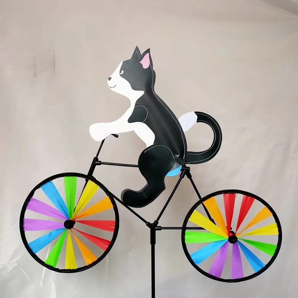 Three-dimensional Cartoon Animal Riding Windmill Cartoon Modelling Wind Spinners Bicycle Wind Spinners Standing Pole Lawn - view 5