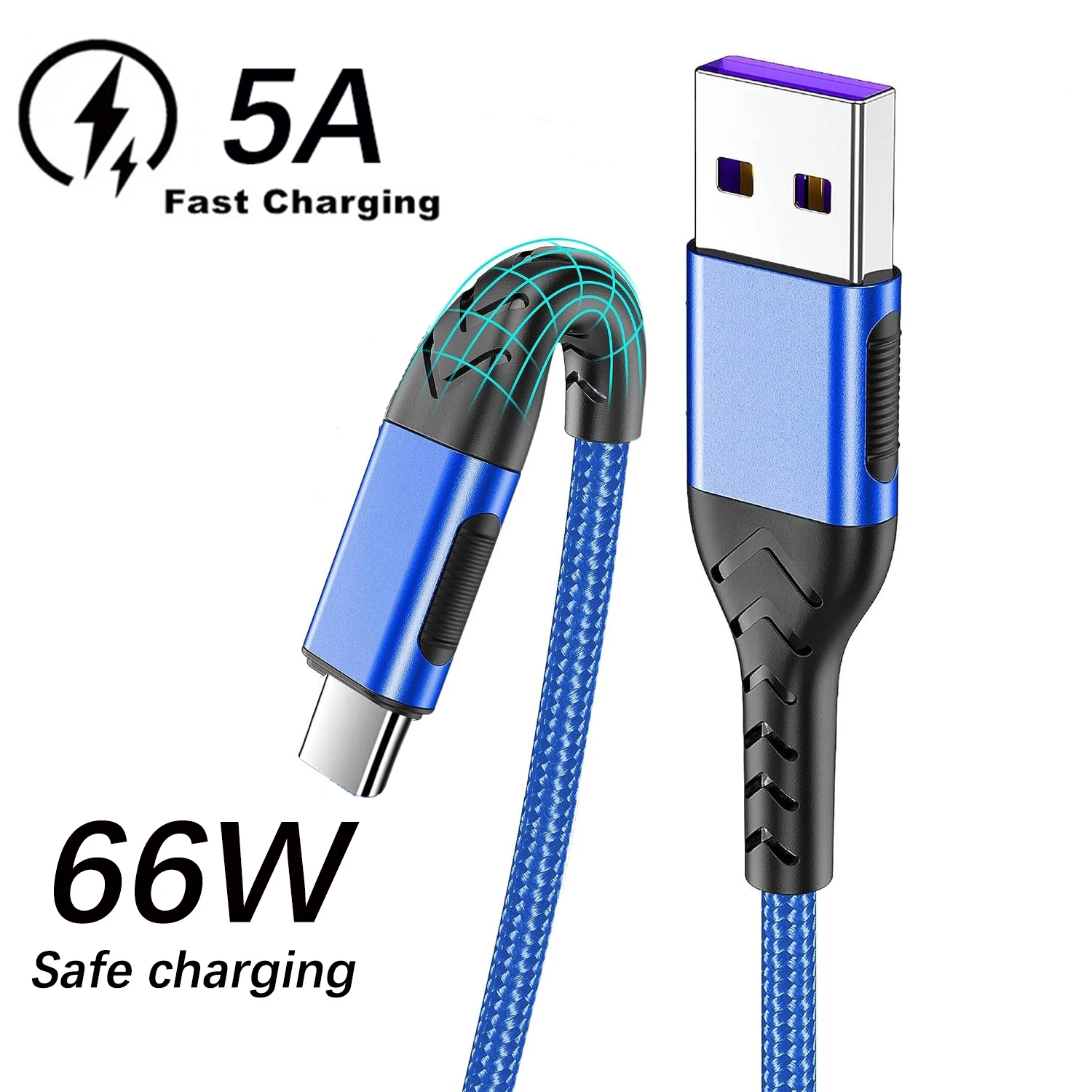 66W Type C Cable Super Fast Charging Cord 5A Quick Charge USB C Cables Phone Charger For Samsung Xiaomi Huawei Oneplus POCO OPPO