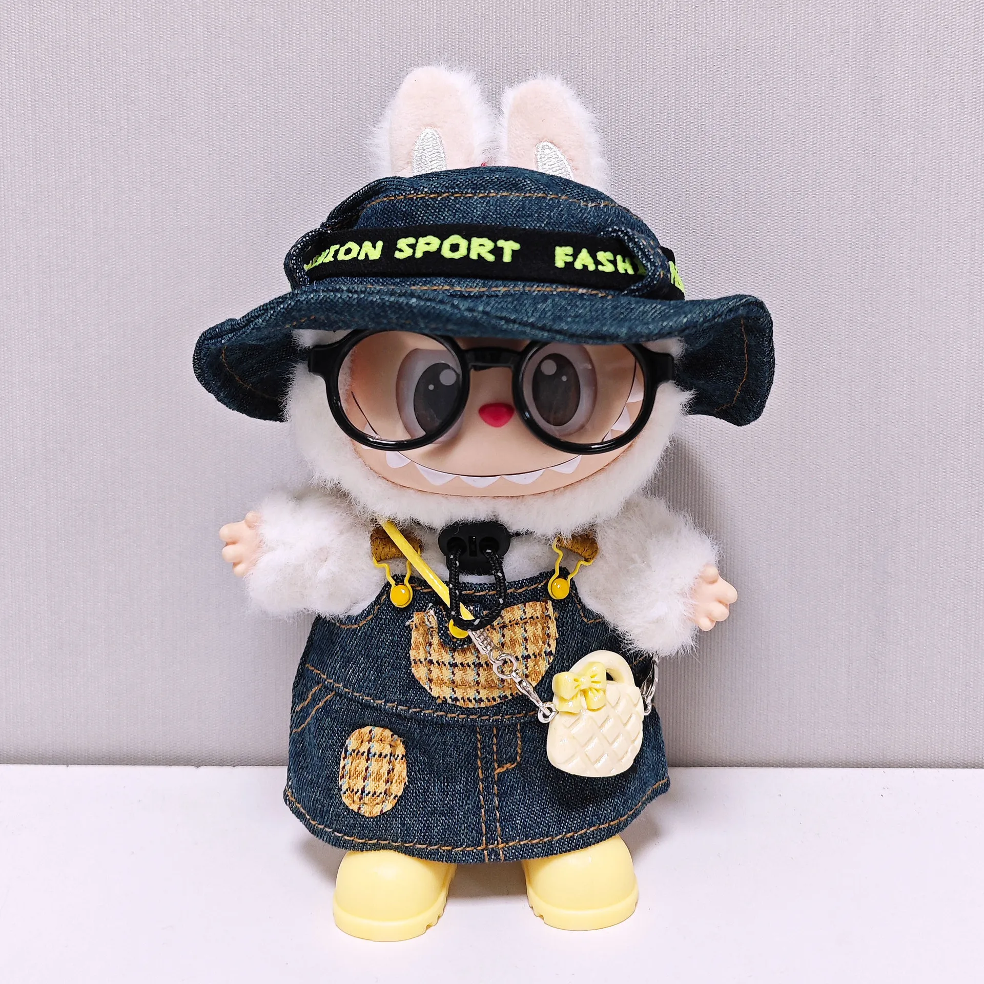 

High-quality for Labubu Kids' Clothing 15cm - 17cm Denim Skirt and Shoe Set Labubu Universal Clothing