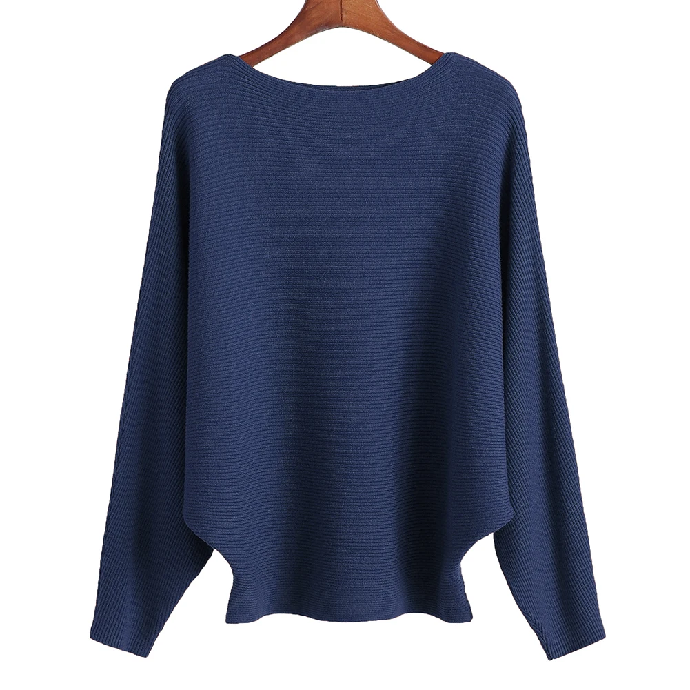 BHflutter Winter 2022 Boat Neck Batwing Sweaters Pullovers Women Casual Cashmere Sweater Plus Size Knit Jumpers Tops Pull Femme