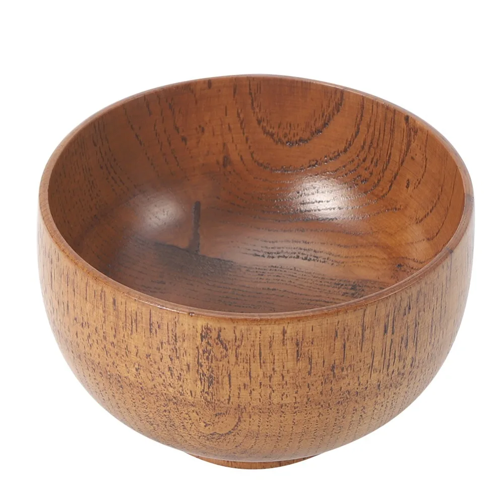 Eco Friendly Log Material Wooden Bowl Heat Insulated Jujube Wood Soup Container Round Shape Polished Noodle Bowl Instant Noodle