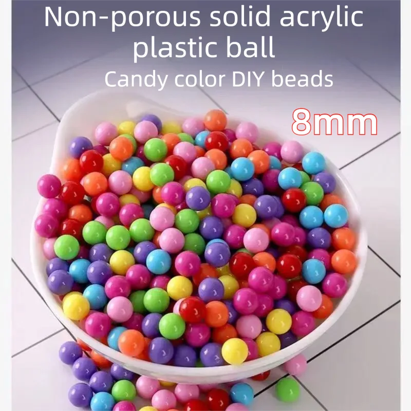 10g/50g/250g 8mm Non-porous Solid Acrylic Plastic Decoration Ball Candy Color DIY Bead Children's Handmade Accessories Material