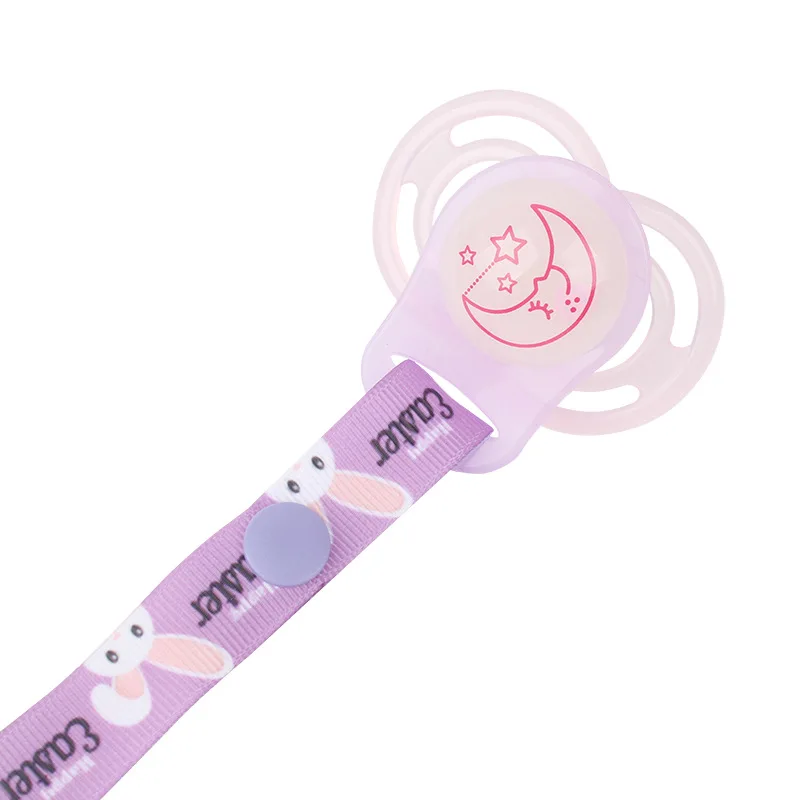 Baby-Schnuller-Clips für Jungen und Mädchen, Zahnspielzeug, Befestigungsgurte und Silikon-Abstandshalter-Sets, zwei längen verstellbare Cartoon-Bilder zum Zahnen – Detail 5