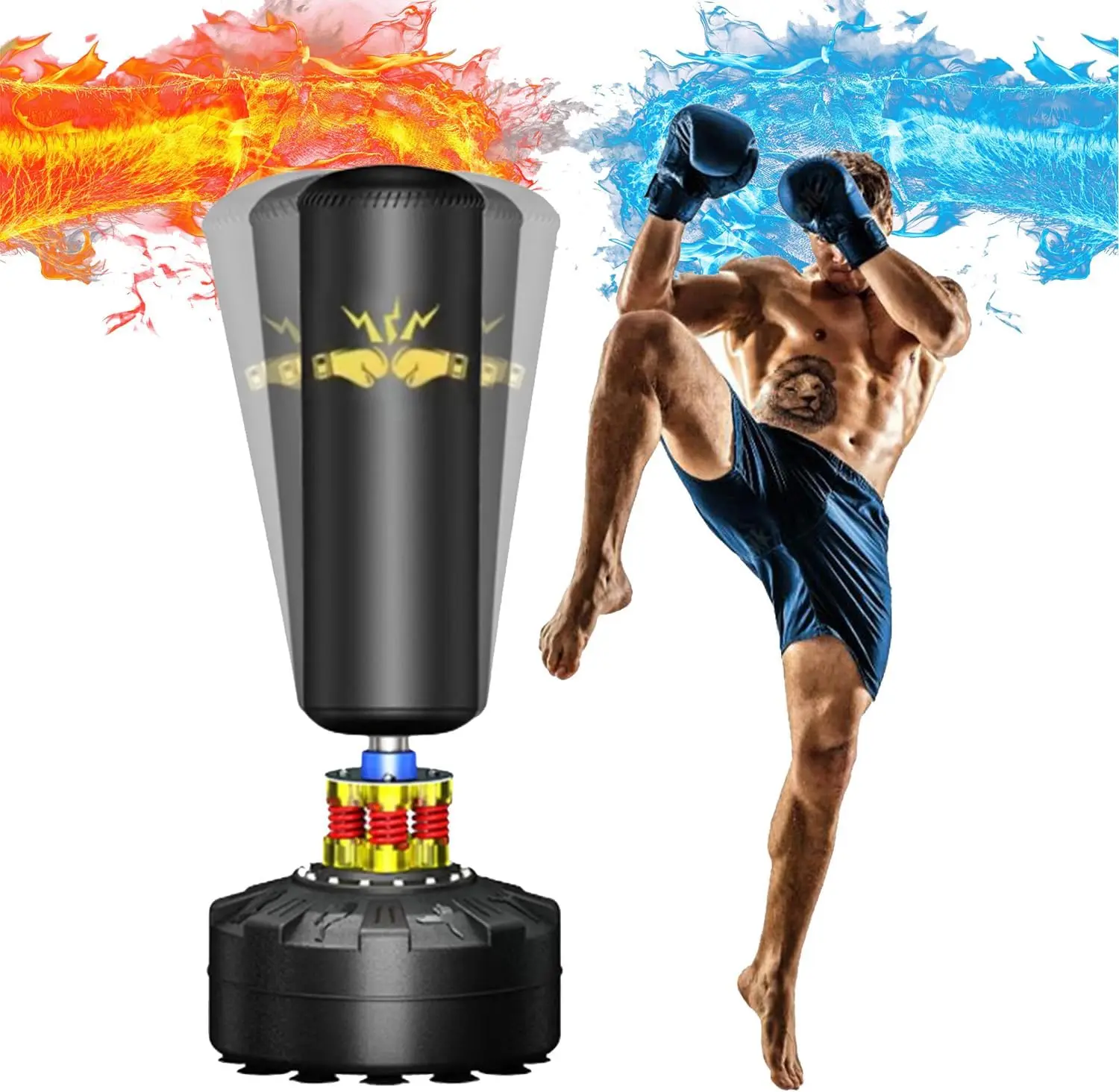 

Punching Bag For Adults 70'', Freestanding Punching Bag For Adults -Suction Cup- Boxing Bag With Stand For Mma Muay Thai