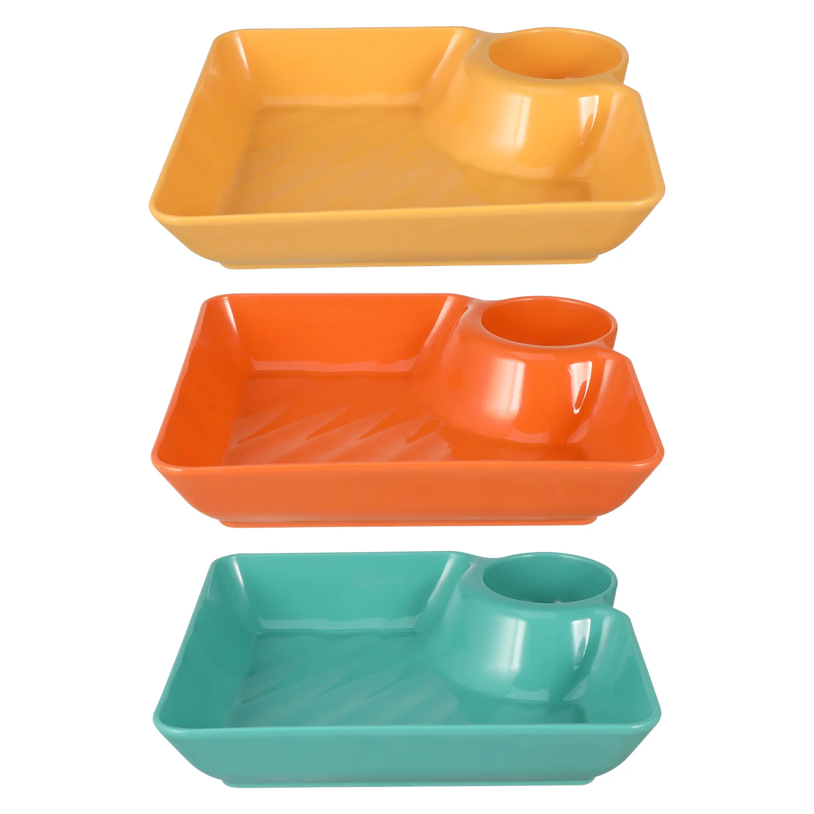 

3 Pcs Tray Dip and Chip Serving Plate Divided Dumpling PP Dumplings with Sauce Dish Plates