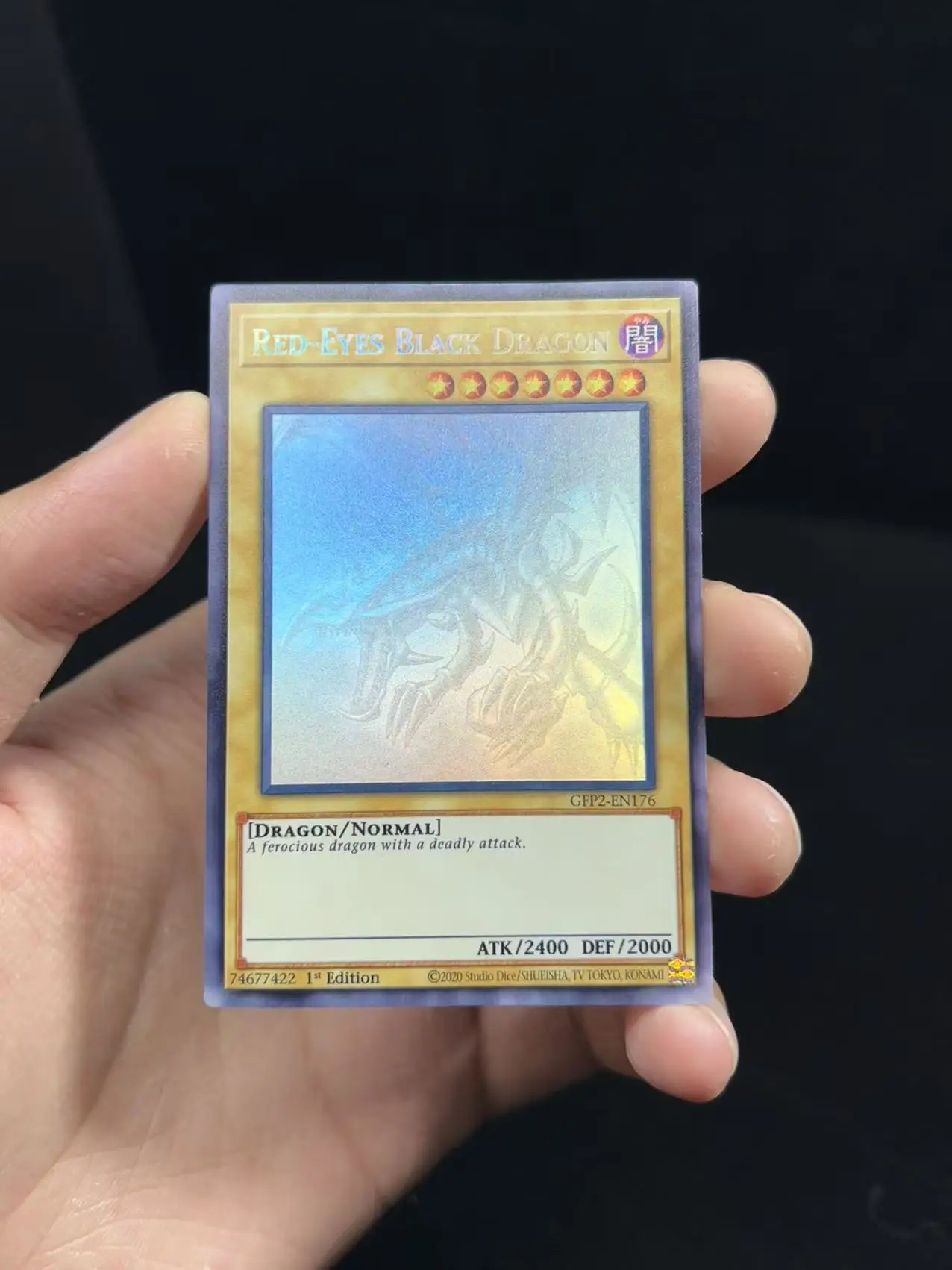 

Yu Gi Oh Holographic Rare/HR TCG Red-Eyes Black Dragon(GFP2-EN176) English Collection customize Game Card (Not original card)