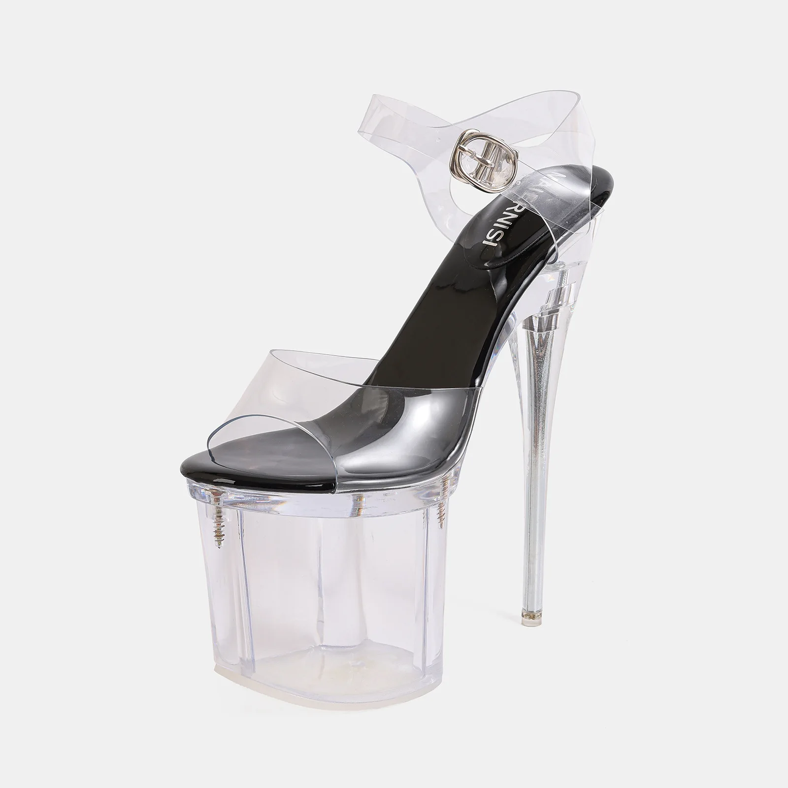 Women 19cm Extreme High Heel Sandals Transparent Crystal Platform Pole Dance Shoes Sexy Stiletto One Band Party Footwear