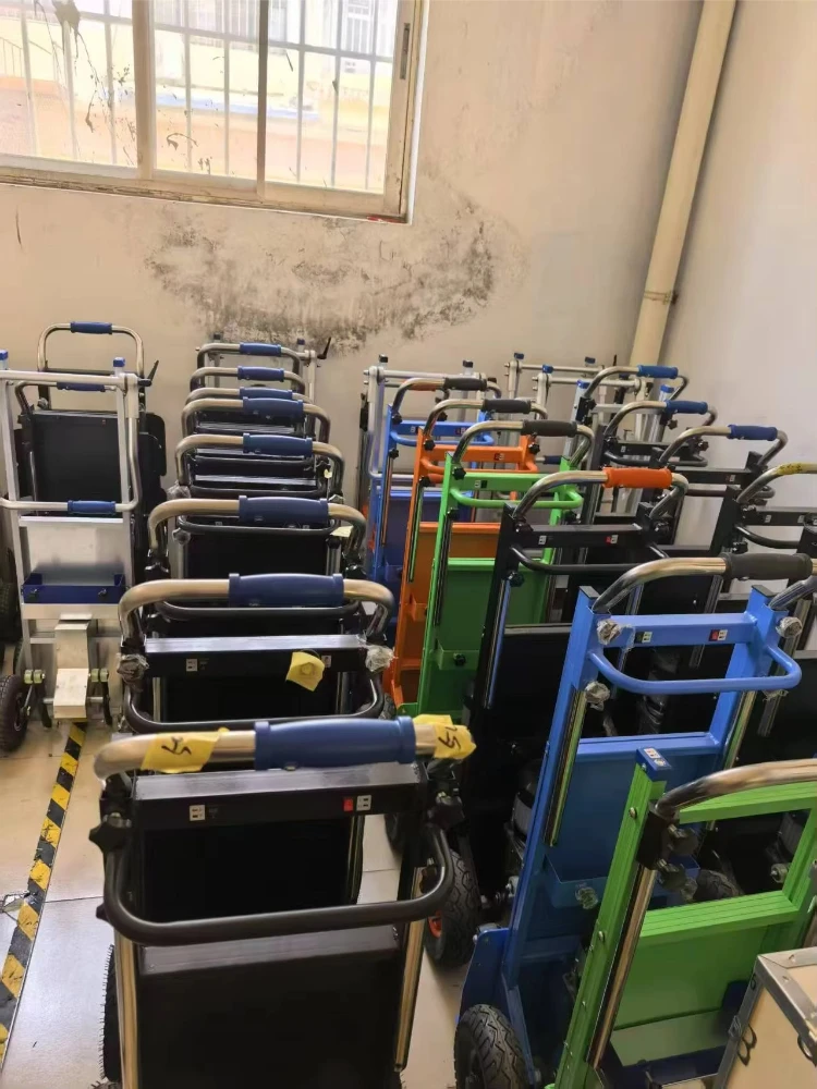 Belt Customizable OEM Support Cargo Transport Crawler Steel Electric Stair Climber Trolley with Four-Wheel Foldable Platform