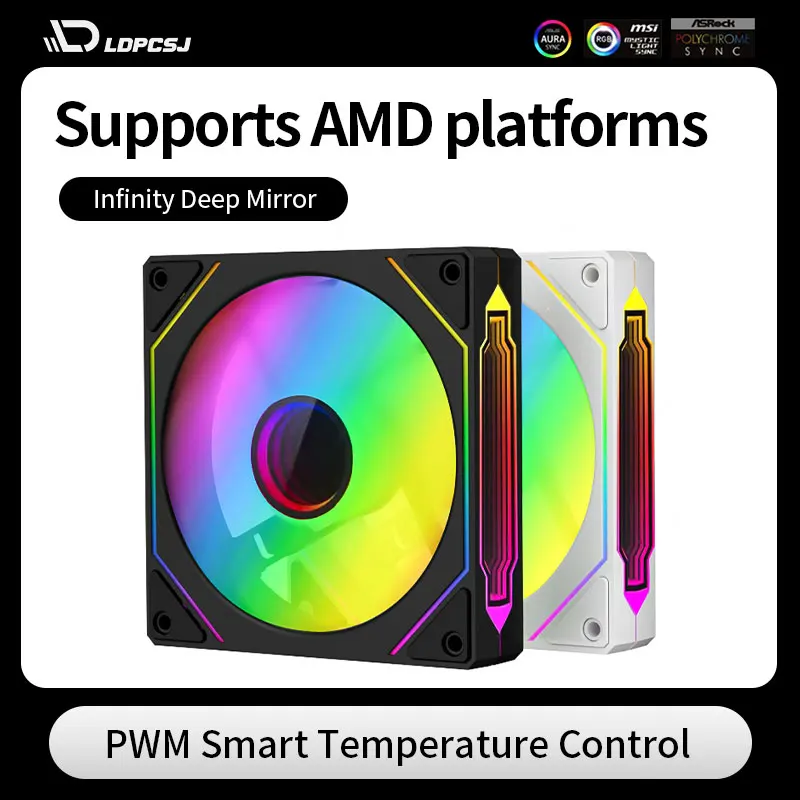

LDPCSJ Prism 4pro Desktop PC Case Fan Cooler Divine Light Fan ARGB Silent Shock Absorption