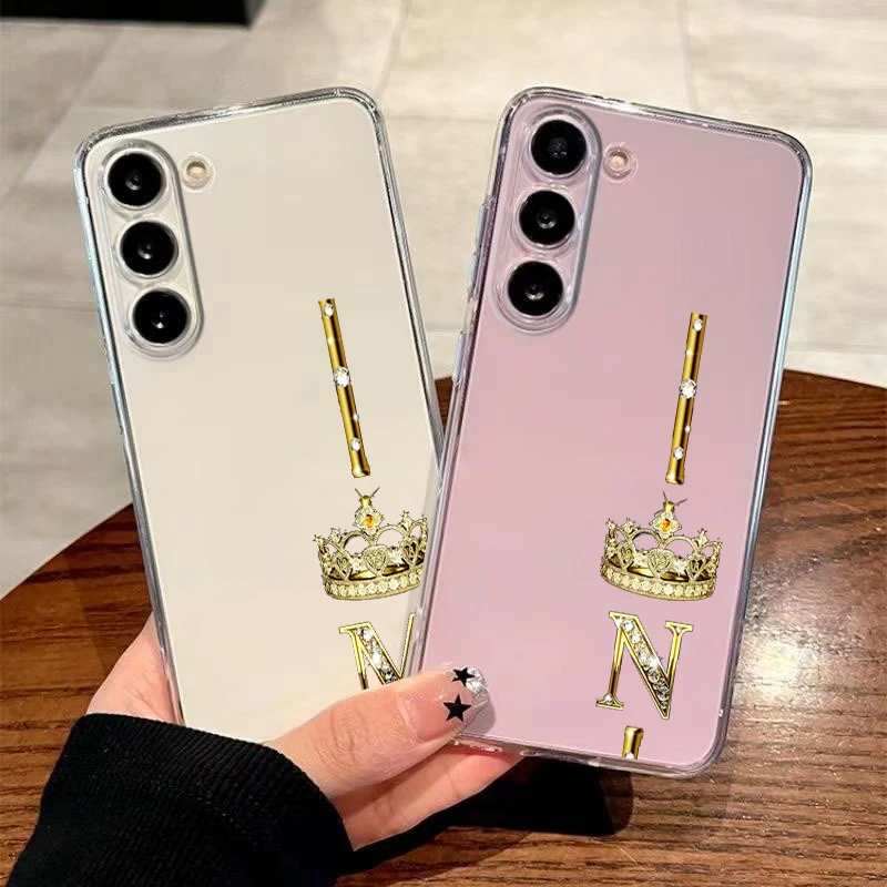 Diamond Crown Letter Letters Case For Samsung A16 A56 A36 A26 A54 A52 A24 A14 A50 A72 A70 A06 A12 A22 A34 A42 A32 A04s 5G Cover