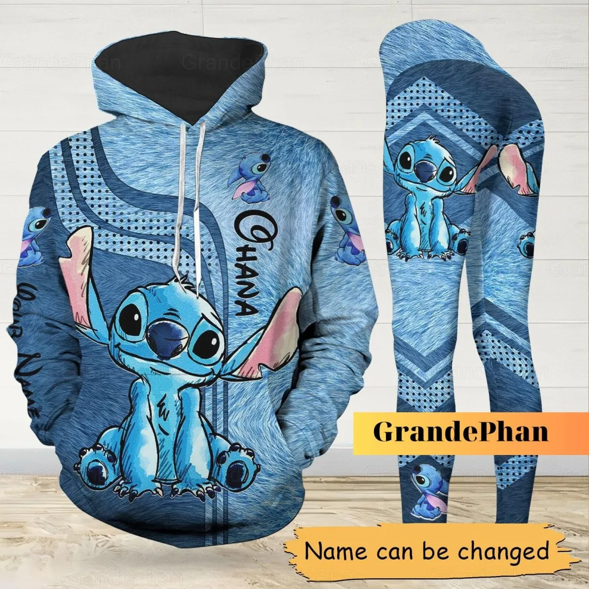 New Disney Stitch 3D Women's Hoodie and Leggings Suit Minnie Yoga Pants Sweatpants Fashion Sports Suit Women's Tracksuit Set