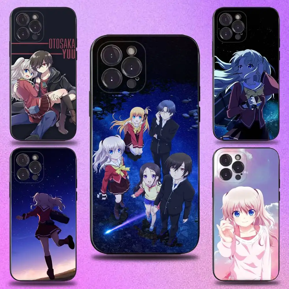 

Чехол для телефона C-Charlotte с аниме для iPhone 17,16,15,14,13,12,11 Plus, Pro Max, XS, XR, SE, Mini, 8,7, мягкий силиконовый черный чехол