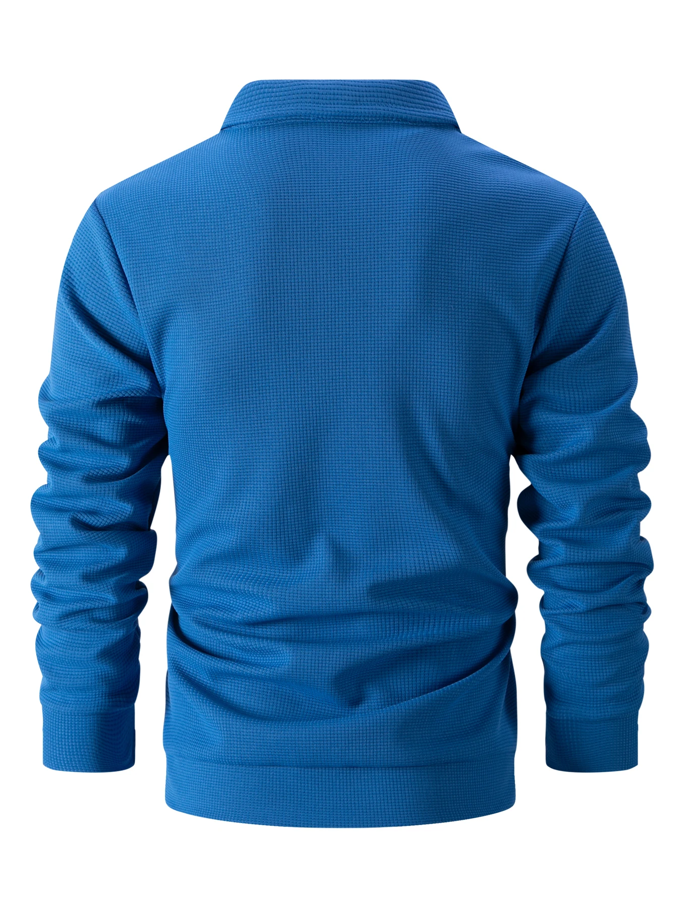 Herren-Waffelstrickjacke mit Knöpfen und Reißverschluss – Langer, lässiger Mantel mit Reißverschluss und Reißverschlusstaschen – unverzichtbar für Einkäufe und Verabredungen – Detail 16