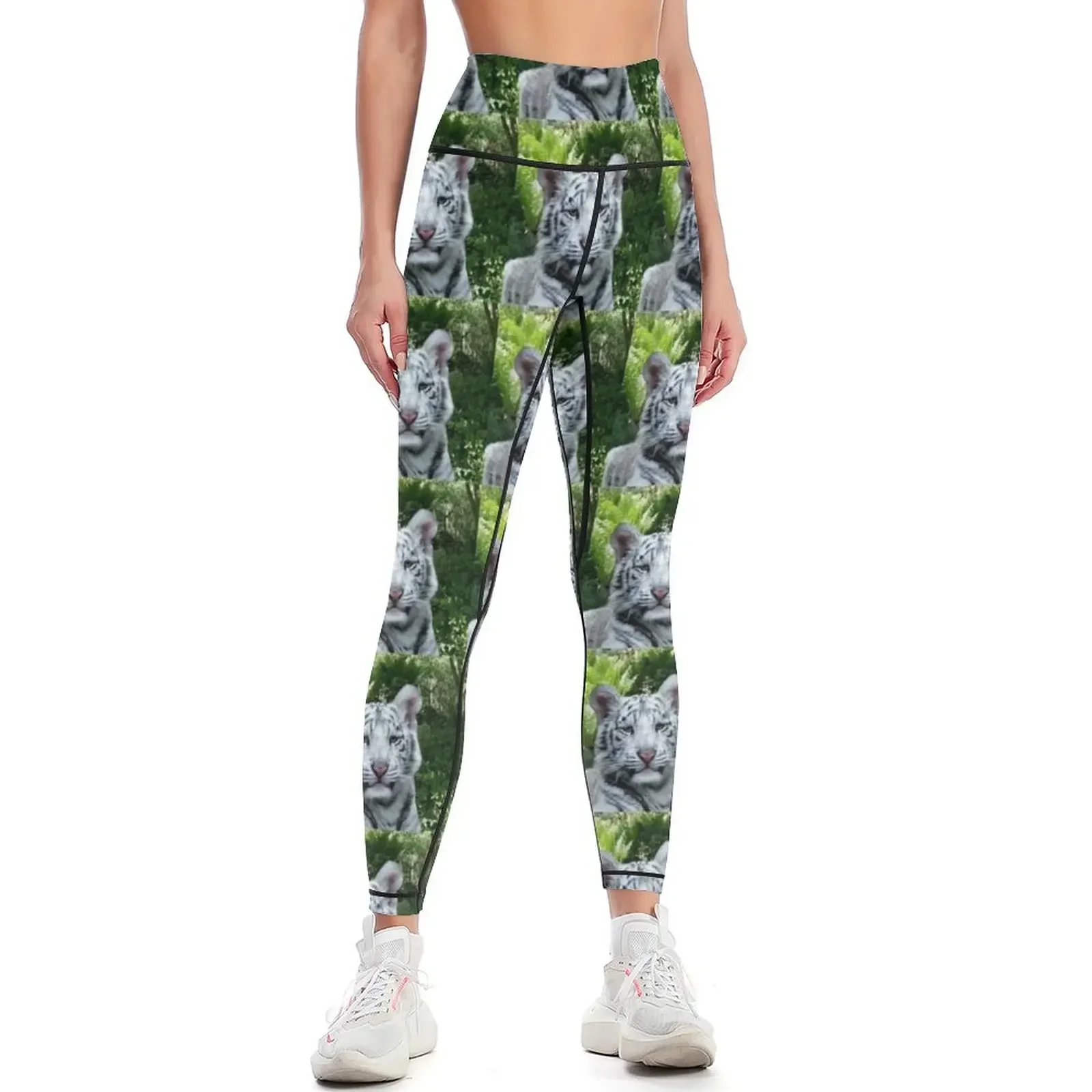

White Tiger Leggings Golf wear fitness set gym jogging pants Tight fitting woman Womens Leggings