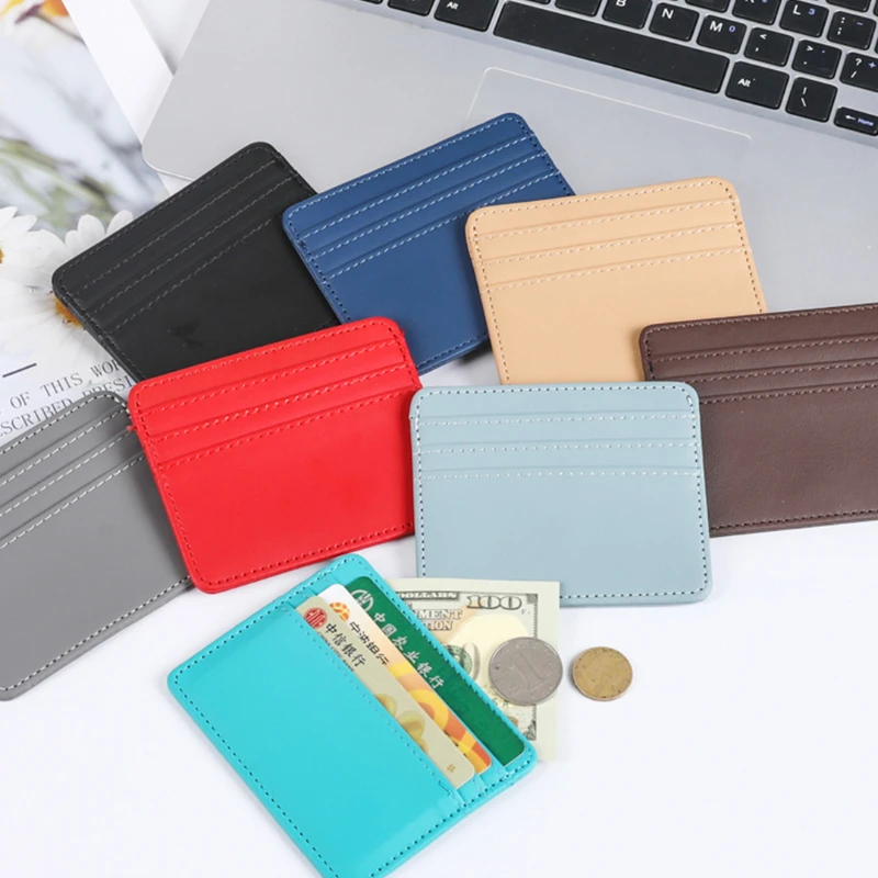 PU Leather ID Card Holder Candy Color Bank Credit Box Multi Slot Slim Card Case Wallet Women Men Business Card Cover