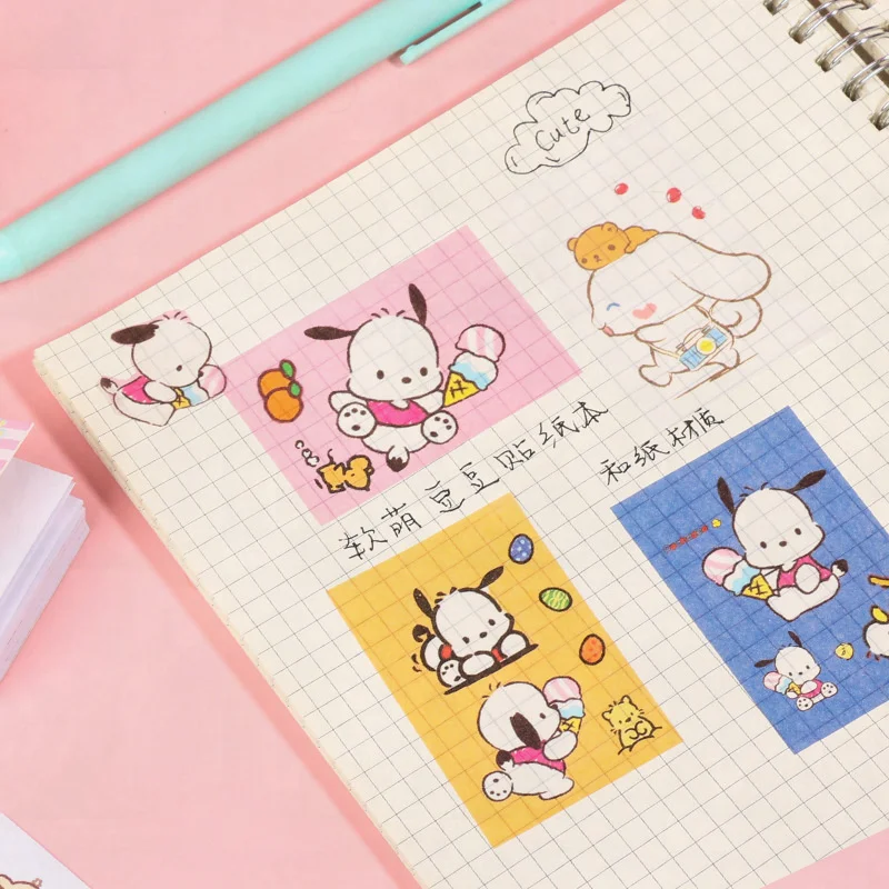 New Sanrio Mini Portable Sticker Book Melody Cinnamoroll Hello Kitty Handbook Material Kawaii Girl Children\'s Gift Free Shipping