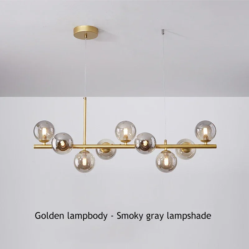 Moderne Lange Eetkamer Kroonluchters Glazen Bal Lampenkap Licht Boven De Tafel Keuken Kantoor Hanglamp Home Decor Armaturen - afbeelding 1