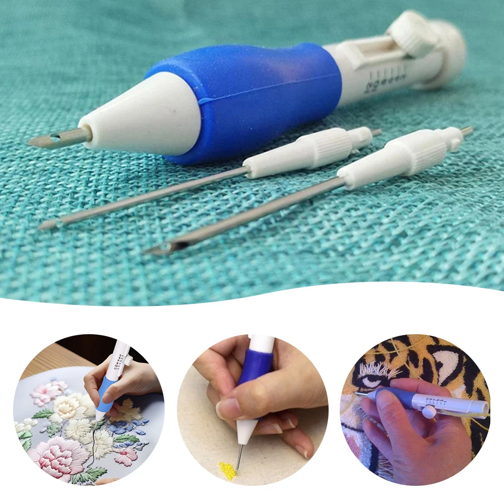 إبرة لكمة التطريز مع 3 أحجام مجموعة أقلام إبرة أداة الحياكة الكروشيه DIY أدوات خياطة الحرفية