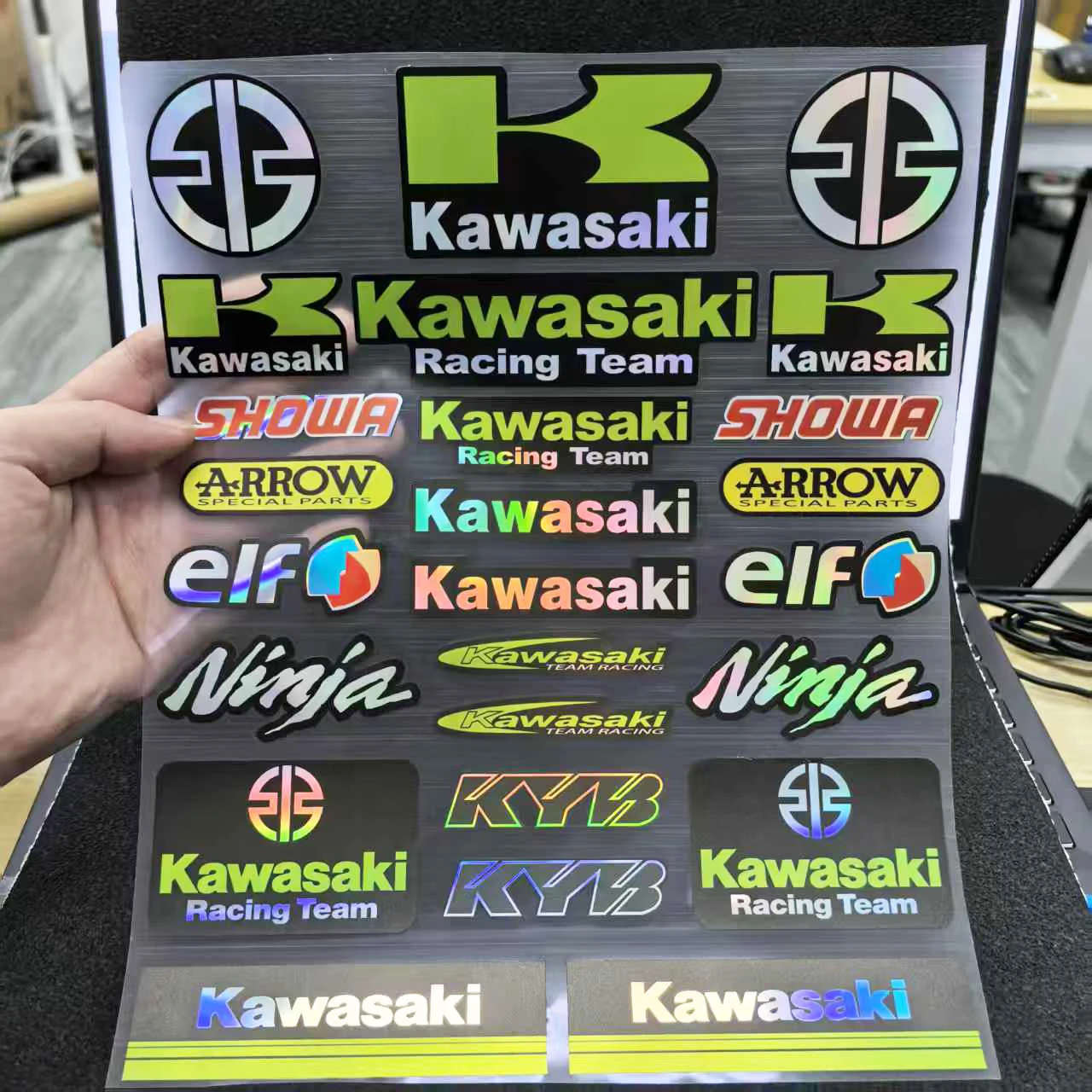 

Laser Kawasaki Sticker Logo Motorcycle Tank Helmet Bike Reflective Decal Kit for Kawasaki Z900 Z800 Z1000 ZX-6R ZX-10R