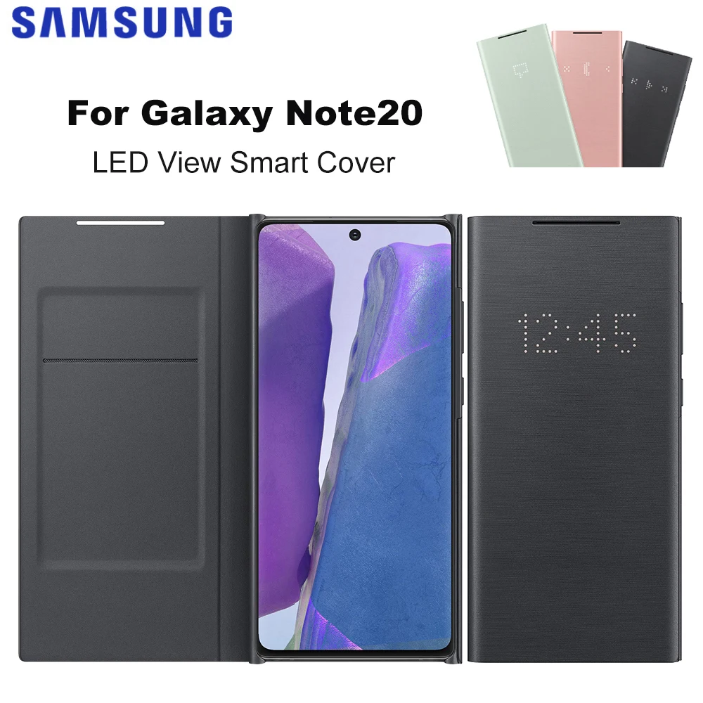 Original LED View Smartphone Cover for Samsung Galaxy Note20 Note 20 Smart LED Wallet Flip Cover EF-NN980