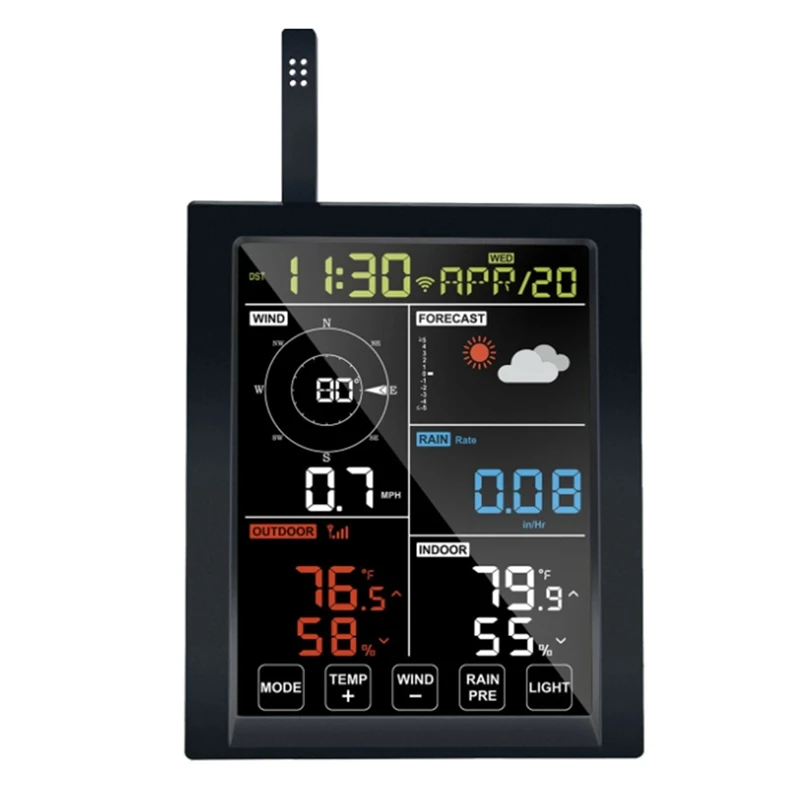 WN1980 C Weather Station Display Console Receiver WLAN Gateway, Self-Contained Barometric Temperature Humidity Easy To Use