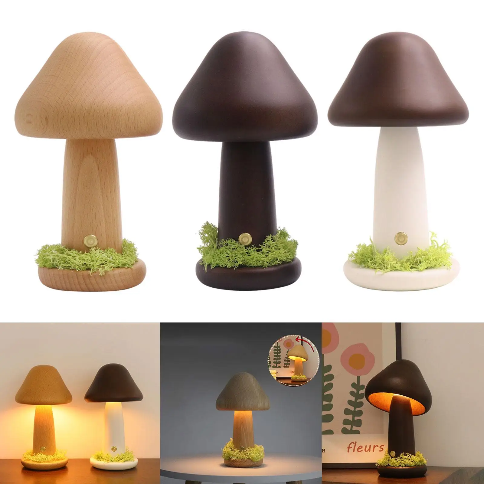

Mushroom Lamp Dimmable Bedside Table Lamp for Desk Living Room Birthday Gift