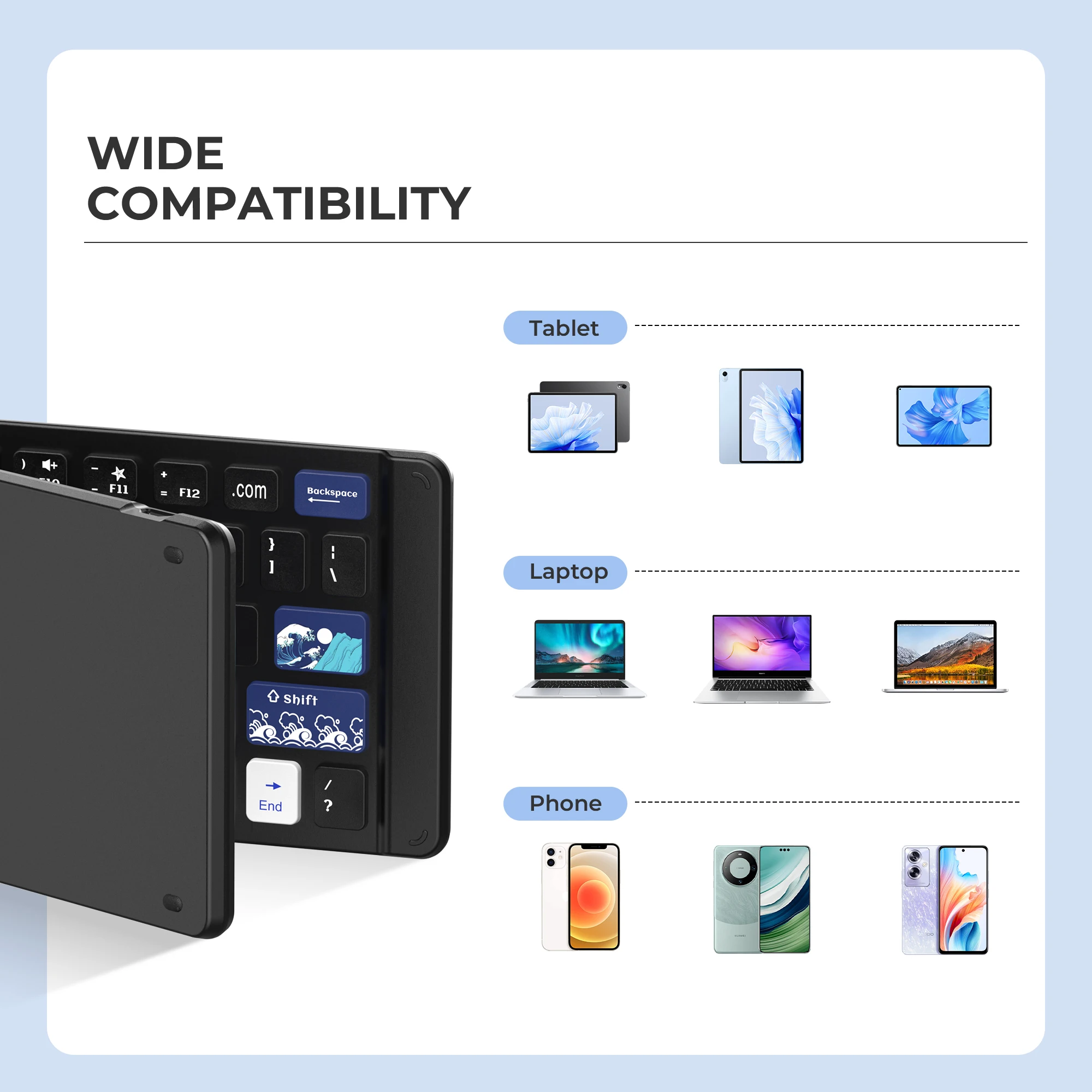 XVX Notebook Bluetooth Keyboard Key Actuation Feel Ultra-thin&Lightweight Type-C Charging Design 40H Working Time 2H Charging