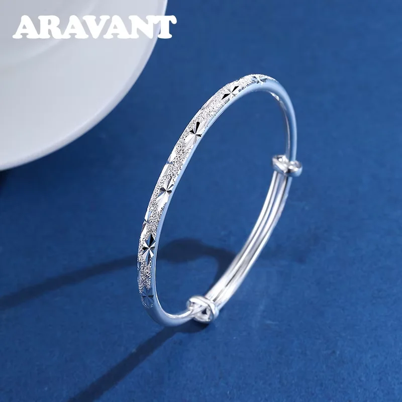 ARAVANT 925 Silver Scrub Bracelets Chains For Women Fashion Charm Jewelry