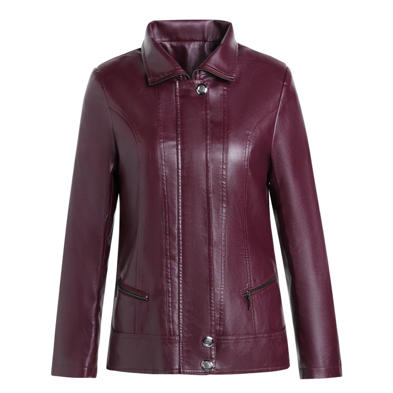 Voorjaar Pu Leren Jas Vrouwen Nieuwe Herfst Winter Moeder Jas Bovenkleding Dame Korte Top Fashion Losse Dikke Motor Voertuig Overjas