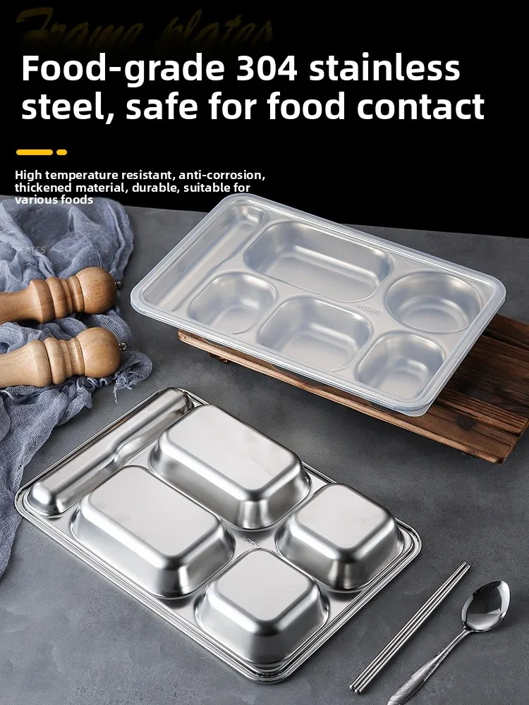 304 الفولاذ المقاوم للصدأ الصينية Sle طبق عشاء الكبار أربعة معرف خمسة معرف طالب المنزل صندوق الأرز طبق الغداء التقسيم الكبار... #2