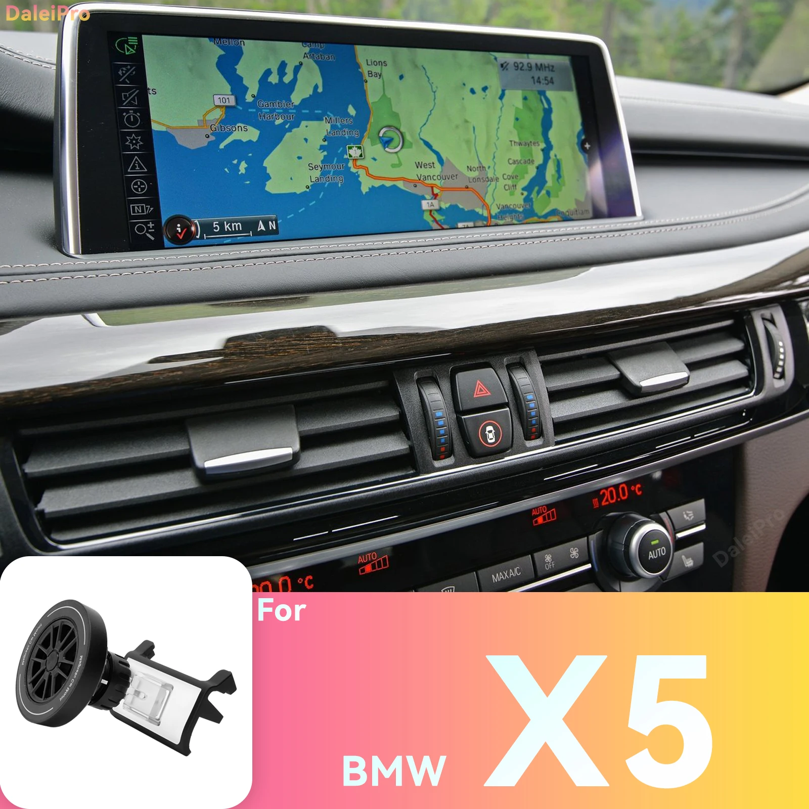 Custom Fit for BMW X5 F15 2014 2015 2016 2017 2018 Magnetic Phone Mount Airflow Cooling Phone Holder 360° Swivel Holder Base