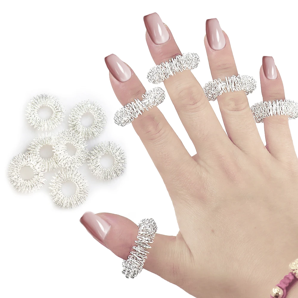 50/100 قطعة رائجة البيع تدليك الاصبع الدائري الوخز بالإبر الدائري تدليك الجسم الرعاية الصحية الطب الصيني اليد ميريديان الإجهاد الاسترخاء #6