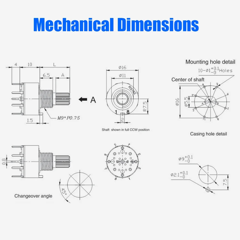 50 قطعة Beelee 16 مللي متر مفاتيح اختيار دوارة مستديرة 10 دبوس 13 فولت مفتاح دوار للخلاط #6
