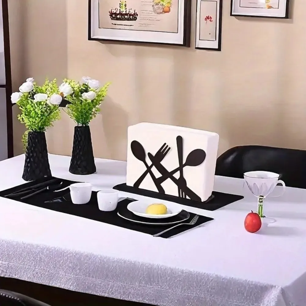 High Quality Elegant Napkin Holder Black Lotus Flower Design Tissue Dispenser Durable Napkin Case Dining Table