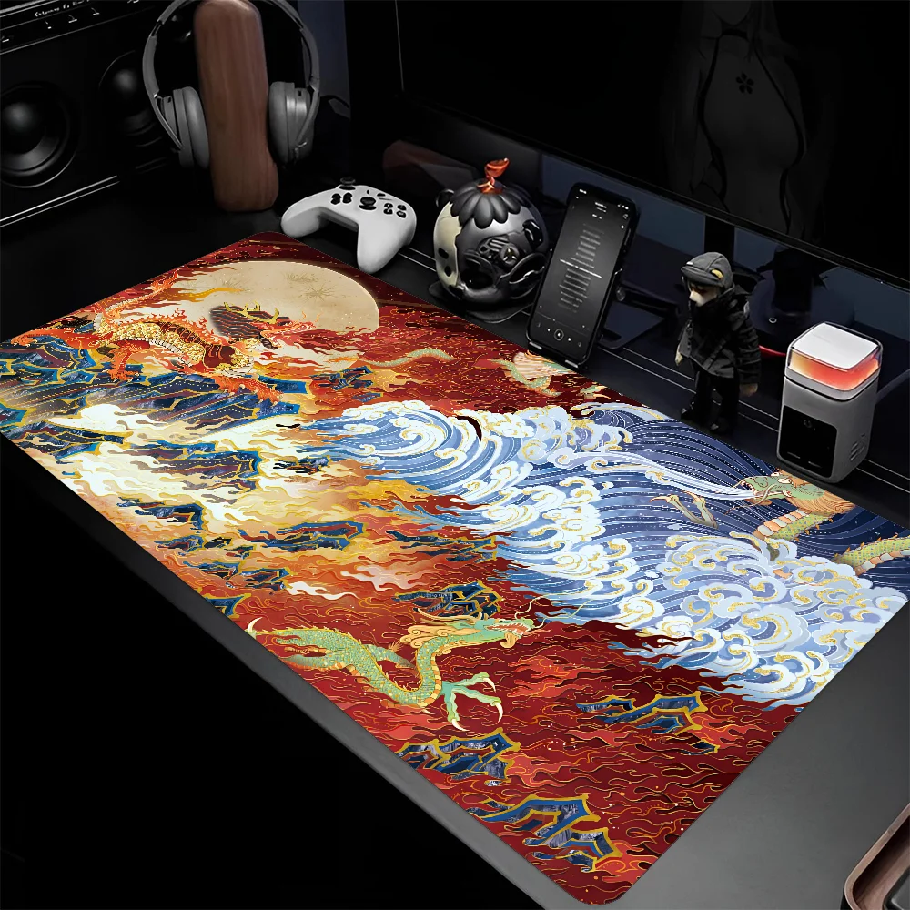 Chinese Mythology Hand Drawn Style Mousepad Mouse Mat Desk Mat With Pad Gaming Accessories Prime Gaming XXL Keyboard Pad Paddin