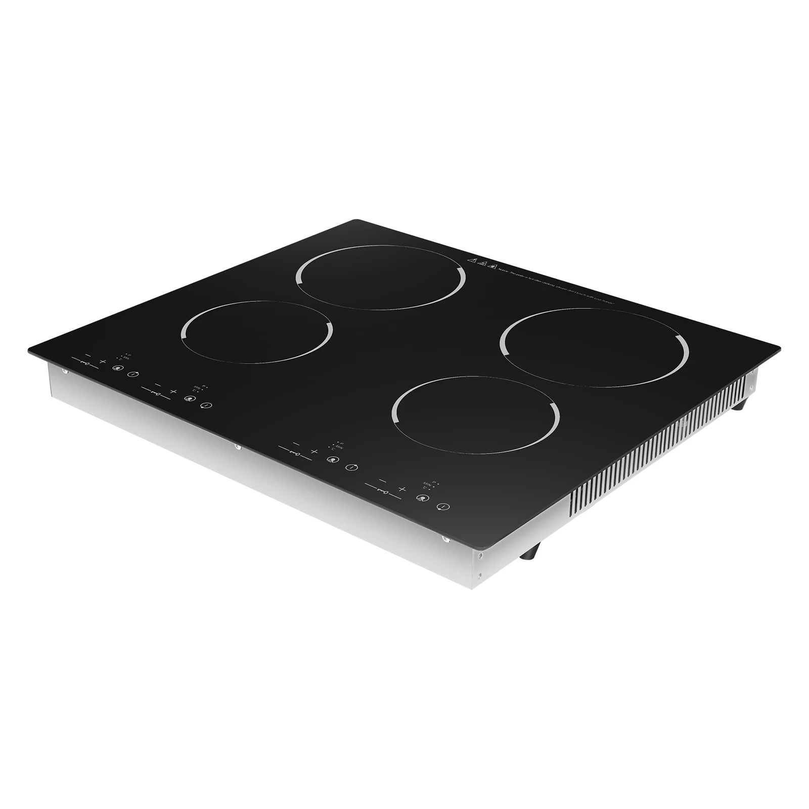 4 Burner Electric Ceramic Cooktop 110V 3000W 9 Power Levels LED Touch Display Built Countertop Dual Mount Overheat Lock Protection Far Infrared Heating Household Restaurant Cooking Range