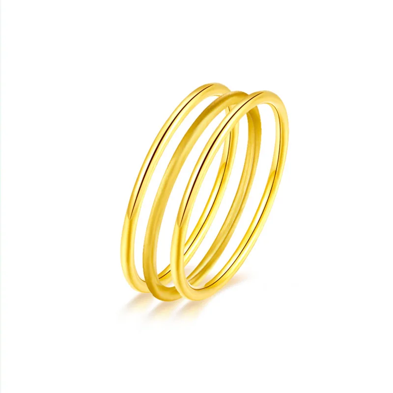 

Solid 24K Yellow Gold Ring Women 999 Gold Smooth Ring Band 1pcs